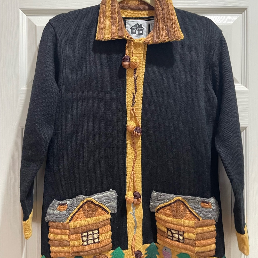Storybook Knits Cabin Nature Theme Cardigan